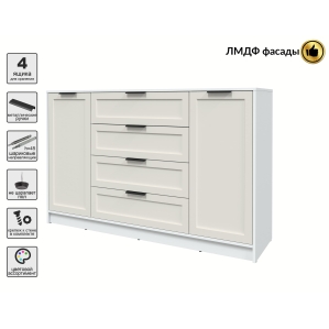 Тумба Тренд КТ-Т160 (Белый ЛДСП/ Кашемир ЛМДФ) Ш1600 В1020 Г451